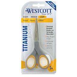 Westcott Pointed Soft Handle Titanium Bonded Scissors - 5" front of packaging