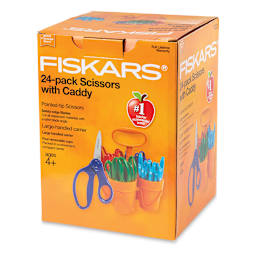 Fiskars Kids Scissors - Pkg of 24 with Caddy, Pointed, In Package