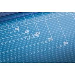 Dahle Professional Rotary Trimmer - 14" Cutting Length, close-up of dimensions on surface
