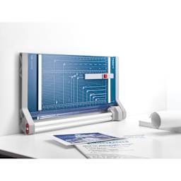 Dahle Professional Rotary Trimmer - 20" Cutting Length, upright on table against wall