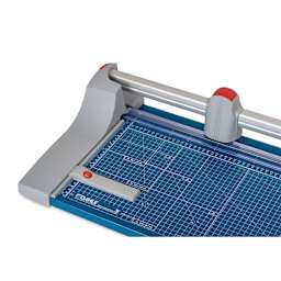 Dahle Premium Rotary Trimmer - 36" Cutting Length, close-up of the clamp and alignment guides