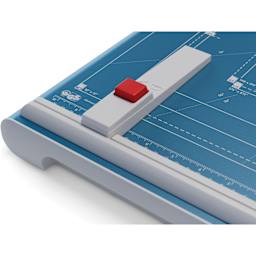 Dahle Professional Series Guillotine Paper Trimmer - 18" Cutting Length, 22-3/4" x 11-1/4" - close-up of paper guide