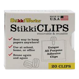 StikkiWorks StikkiClips - Adhesive Wax, Pkg of 20, front of the packaging.