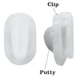 StikkiWorks StikkiClips - Mounting Putty, Pkg of 20, demonstration of the clip and putty. 