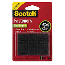 Scotch Reclosable Fasteners - Front of blister package of 12 7/8" square fasteners