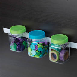 Velcro Brand Thin Tape - Clear, 3/4" x 15 ft, Tape Roll holding small jars