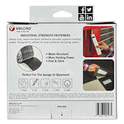Velcro Brand Industrial Strength Fasteners - Tape Roll, Black, 2" x 15 ft, back of packaging