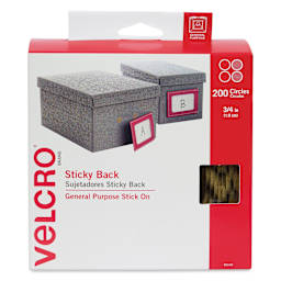 Velcro Sticky Back Fasteners - Pkg of 200, Beige, 3/4" Dots front of packaging