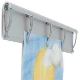 Aluminum Clip Display Rail - left angle view holding artwork