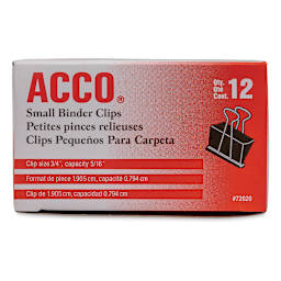 Acco Binder Clip - Small, 3/4", Box of 12 - front of packaging, top view