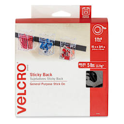 Velcro Brand Sticky Back Hook and Loop Fastener - Black, 3/4" x 15 ft (Front of packaging)