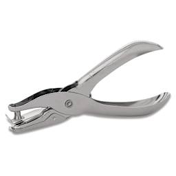Officemate One-Hole Punch - Angled view of punch showing round punch end and handles