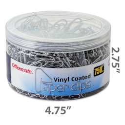 Officemate Paper Clips - Pkg of 750, Silver, Assorted Sizes dimensions of container