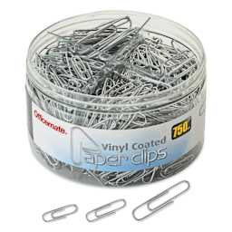 Officemate Paper Clips - Pkg of 750, Silver, Assorted Sizes container with clips