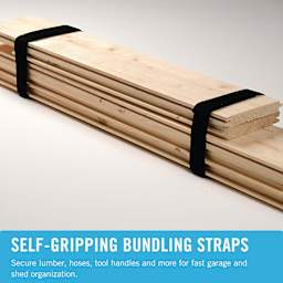Self-Gripping Bundling Straps, Secure lumber, tool handles, and more for fast garage and shed organization