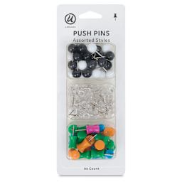 U Brands Push Pins - Variety Pack, Pkg of 80 front of packaging