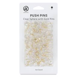U Brands Push Pins - Clear Sphere, Pkg of 100 front of packaging