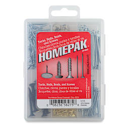 Homepak Tacks, Nails, Brads, and Screws Assortment - Package with label

