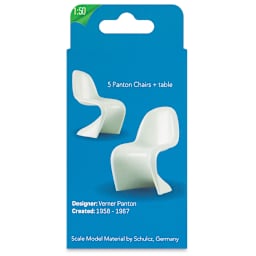 Schulcz Scale Model Furniture - Panton Chairs and Table, Pkg of 6, 1:50, 1/4" (back of package)