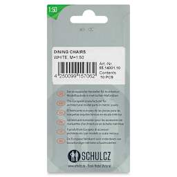 Schulcz Scale Model Furniture - Dining Chairs, Pkg of 10, 1:50, 1/4" (back of package)