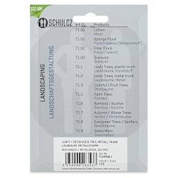 Schulcz Scale Model Trees - Leafy Tree, Metal Trunk, 100 mm, Single (back of package)