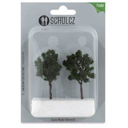Schulcz Scale Model Trees - Leafy Tree, Metal Trunk, 70 mm, Pkg of 2 (in package)