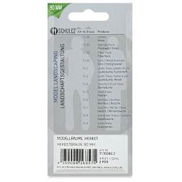 Schulcz Scale Model Trees - Leafy Tree, Metal Trunk, 80 mm, Pkg of 2 (back of package)