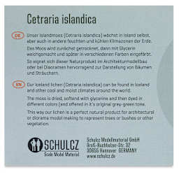 Schulcz Scale Model Foliage - Icelandic Lichen Moss, Natural, 50 g (back of box)