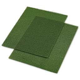 Schulcz Scale Model Plant Foam - Floral Green, Pkg of 2, Fine, 3 mm, 11-3/4" x 15-3/4" (two sheets of foam overlapping showing opacity)