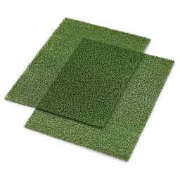 Schulcz Scale Model Plant Foam - Floral Green, Pkg of 2, Medium, 4 mm, 11-3/4" x 15-3/4" (two sheets layered to show opacity)