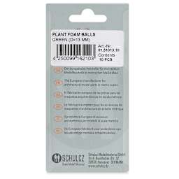 Schulcz Scale Model Foliage Spheres - Plant Foam, 13 mm, Pkg of 10 (back of package)