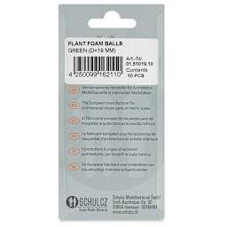 Schulcz Scale Model Foliage Spheres - Plant Foam, 19 mm, Pkg of 10 (back of package)