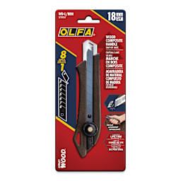 Olfa Wood Composite Ratchet Lock Utility Knife front of packaging