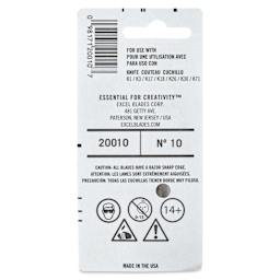 Excel Blades #10 Curved Edge Blade - Pkg of 5, back of the packaging