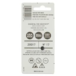 Excel Blades #17 Chisel Blades - Pkg of 5 - back of packaging