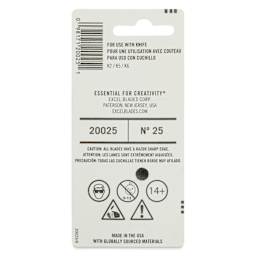Excel Blades #25 Curved Contoured Blades - Pkg of 5 - back of packaging