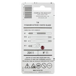 Excel Blades #11 Titanium Nitride Coated Blades - Pkg of 5, back of packaging