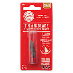Excel Blades #16 Titanium Nitride Coated Stencil Edge Blades - Pkg of 5, front of packaging