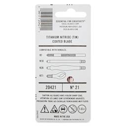 Excel Blades #21 Titanium Nitride Coated Blades - Pkg of 5, back of packaging