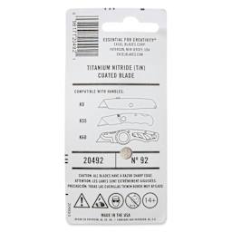 Excel Blades #92 Titanium Nitride Coated Utility Blades - Pkg of 5, back of packaging