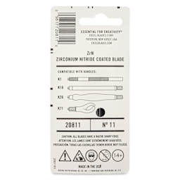 Excel Blades #11 Zirconium Nitride Coated Blades - Pkg of 5, back of packaging
