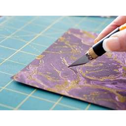 Olfa Cushion Grip Art Knife, cutting marbled paper