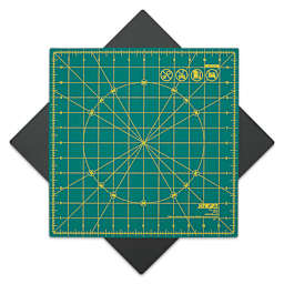 Olfa Rotating Cutting Mat, 12" x 12" - self-healing cutting mat rotated 45° on included non-slipping mat