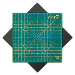 Olfa Rotating Cutting Mat, 17" x 17" - self-healing cutting mat rotated 45° on included non-slipping mat