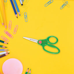 Westcott Anti-Microbial Kids Scissors - 5", Pointed (Green scissors on paper)