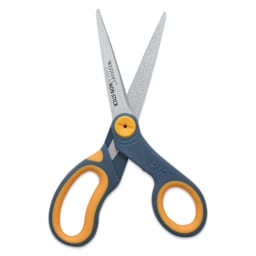 Westcott Bonded Scissors - 8", Gray/Yellow, Straight, Non-Stick Titanium