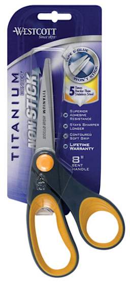 Non-Stick Titanium Bonded Scissors - Front of blister package of 8" Bent Scissors