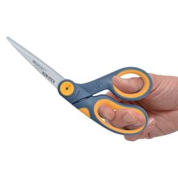 Westcott Bent Titanium Bonded Non-Stick Glide Scissors - 8" being held