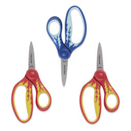 Fiskars SoftGrip Scissors - Components of 5" Ponted tip Pkg of 3 in which colors will vary