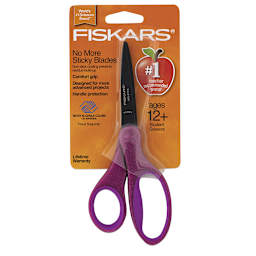 Fiskars Sparkle Softgrip Non-Stick Student Scissors - Front of blister package (Colors will vary)